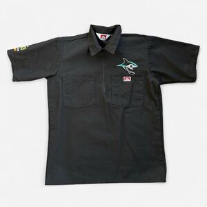Ben Davis Black Short-Sleeve Work Polo with Embroidered Shark Logo